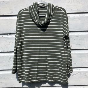 LOFT oversized lounge sweater cowl neck stripes